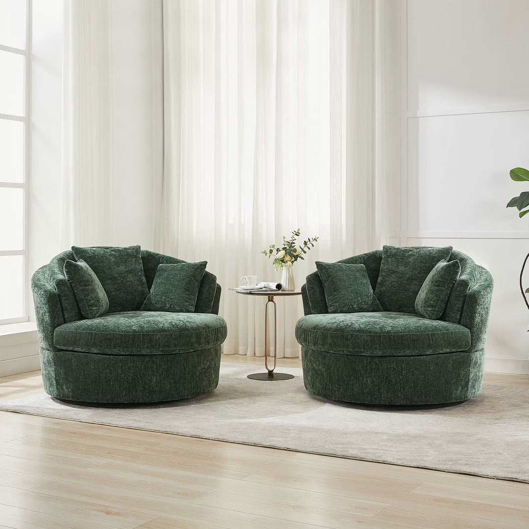 BRILHAMEZ Oversized Swivel Accent Chair Chenille Fabric Ideal for Bedrooms, Living Rooms, and Study Room,Yellow