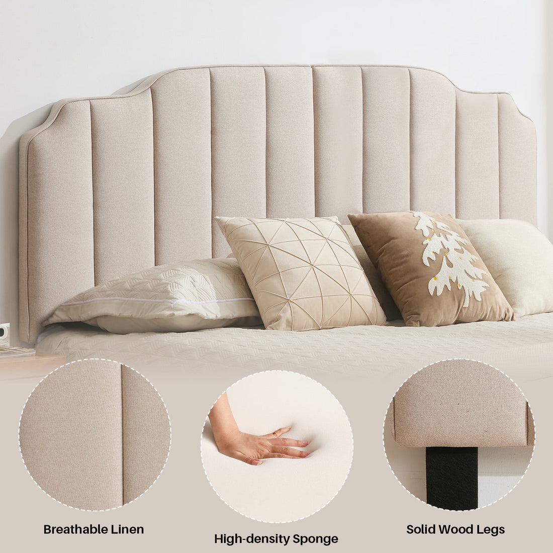 BRILHAMEZ Adjustable Upholstered Headboard Linen Fabric Padded Headboard for Bed Frame