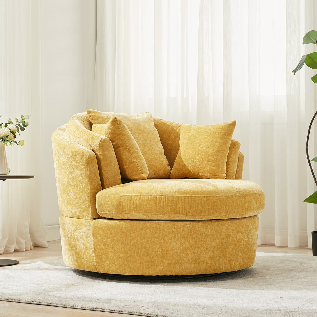 JURANYAZHU Oversized Swivel Accent Chair Lambswool Fabric Ideal for Bedrooms, Living Rooms, and Study Room,White