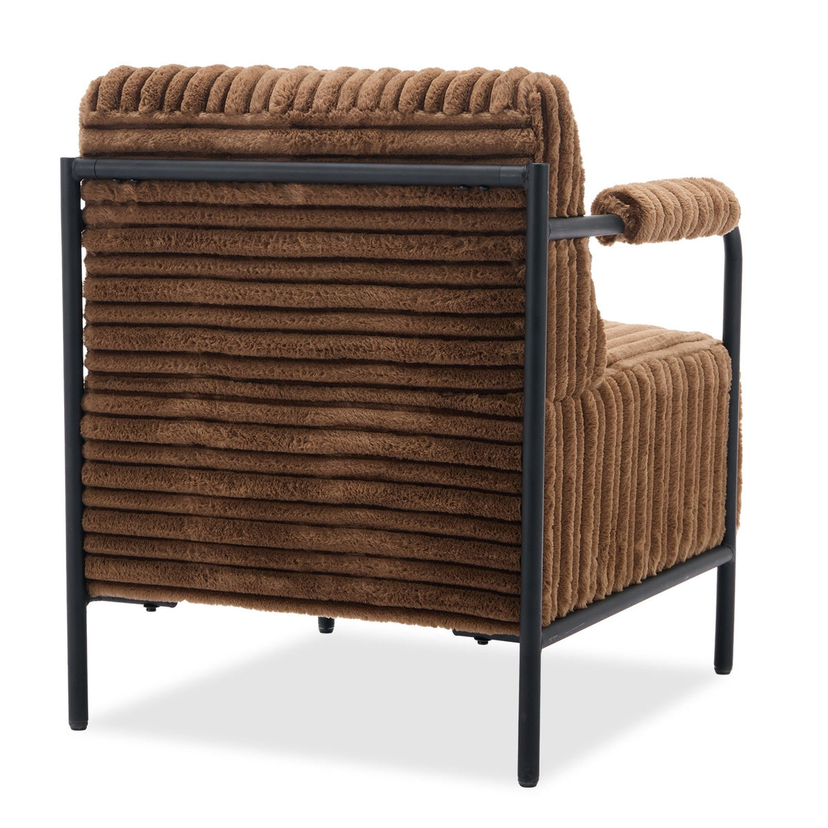 BRILHAMEZ 26.9W Velvet Accent Chair Modern Metal Frame Upholstered Armchair for Living Room, Bedroom (Brown)