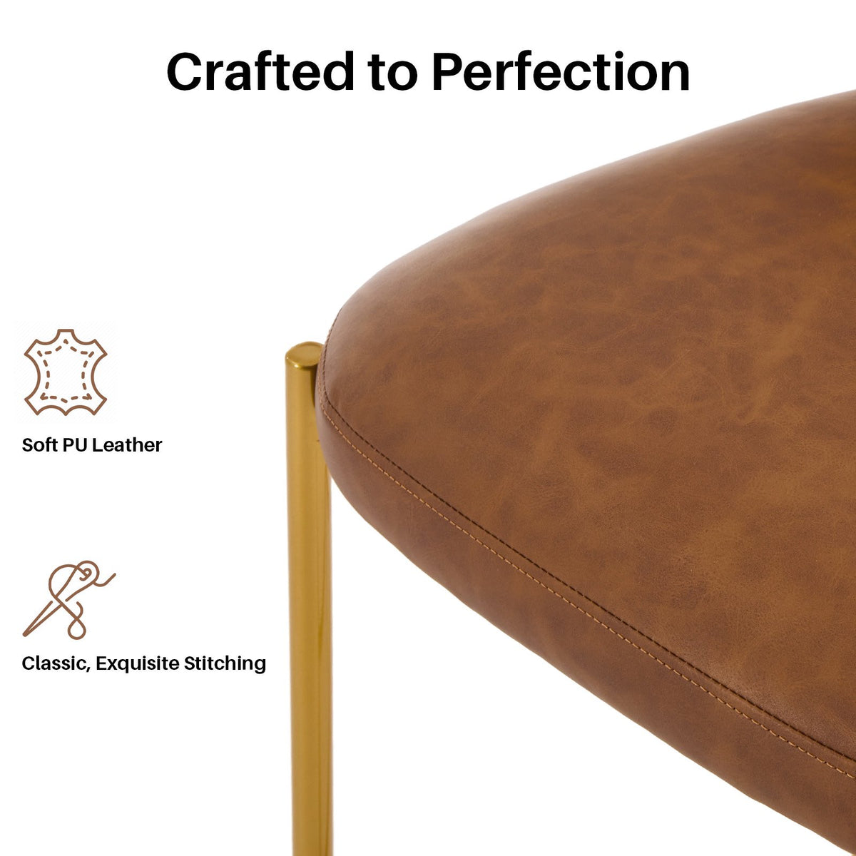 BRILHAMEZ Bar Stools Set of 2 with Backrest and Footrest Modern Gold Metal Frame Bar Stools for Kitchen Counter Bars and Cafes,Beige