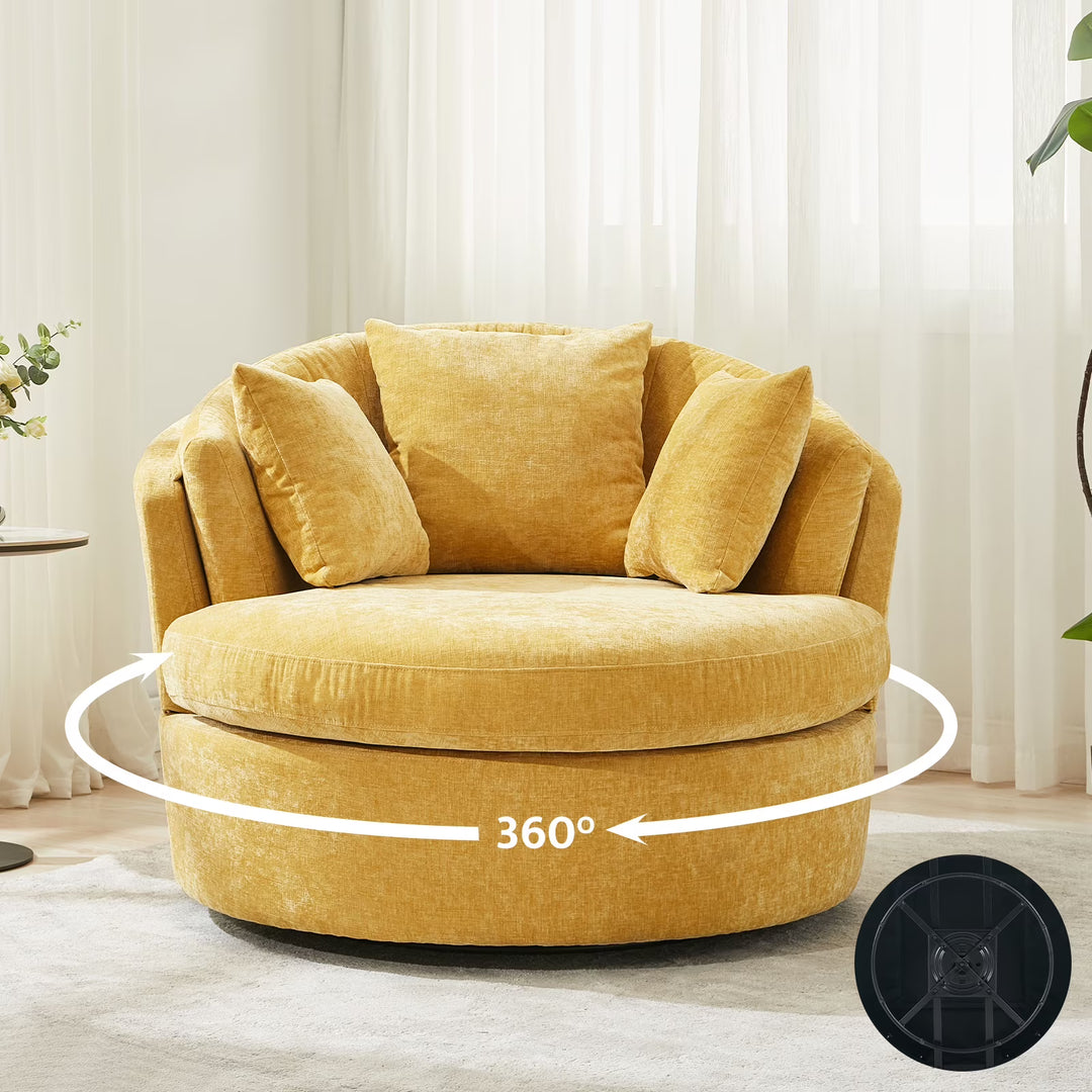 JURANYAZHU Oversized Swivel Accent Chair Lambswool Fabric Ideal for Bedrooms, Living Rooms, and Study Room,White