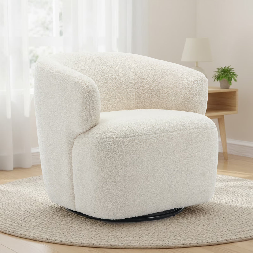 BRILHAMEZ Swivel Accent Chair Chenille Barrel Armchair for Living Room Bedroom,Green