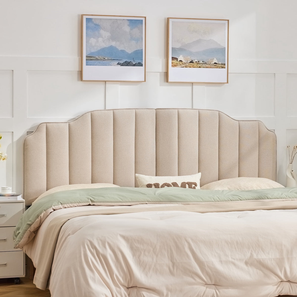 BRILHAMEZ Upholstered Headboard, Adjustable Height and Width Thickened Linen Bed Headboard