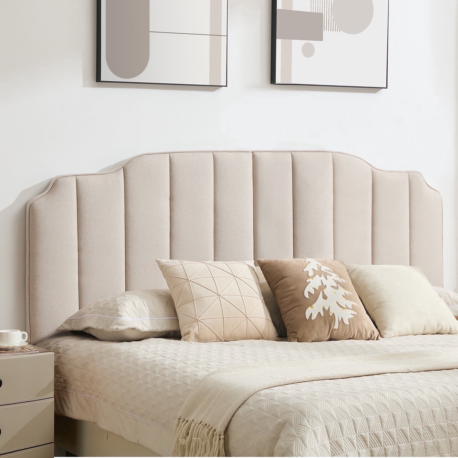 BRILHAMEZ Adjustable Upholstered Headboard Linen Fabric Padded Headboard for Bed Frame
