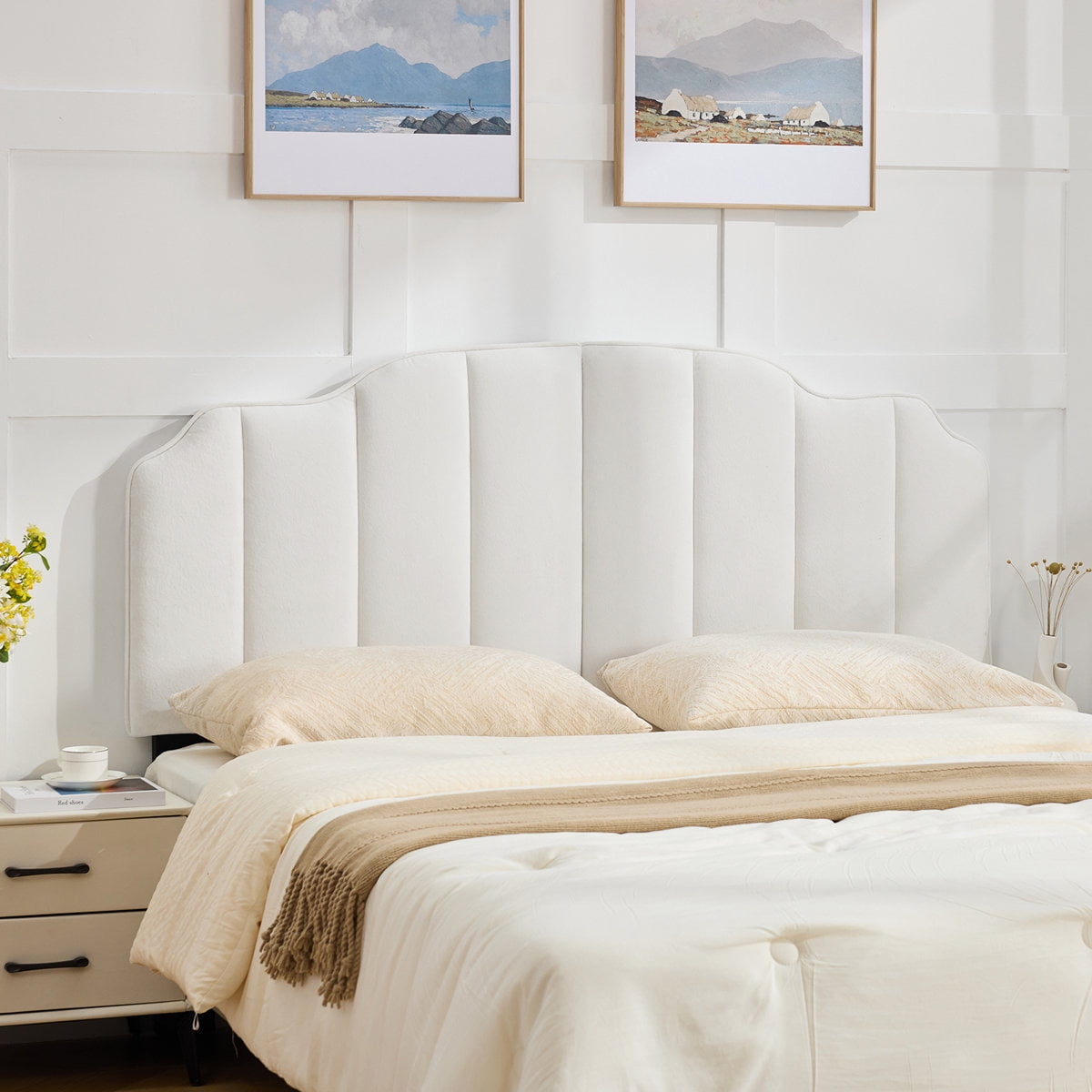 BRILHAMEZ Adjustable Upholstered Headboard Linen Fabric Padded Headboard for Bed Frame