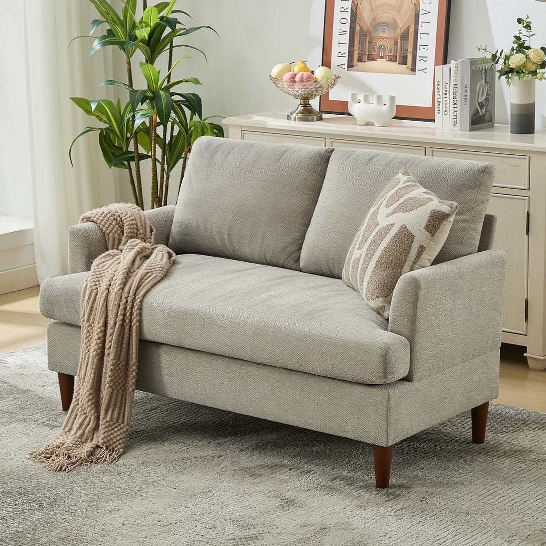 JURANYAZHU 54.7" Wide Chenille LoveSeat Comfortable Soft-Cushioned for Living Rooms and Small Spaces,Green