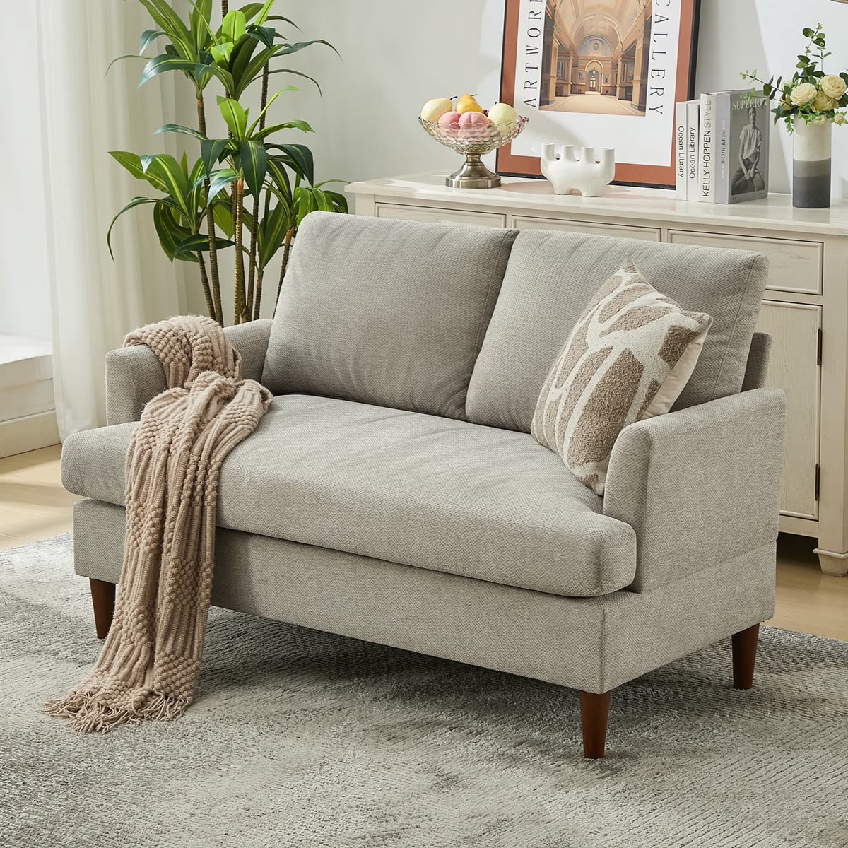 JURANYAZHU 54.7" Wide Chenille LoveSeat Comfortable Soft-Cushioned for Living Rooms and Small Spaces,Green