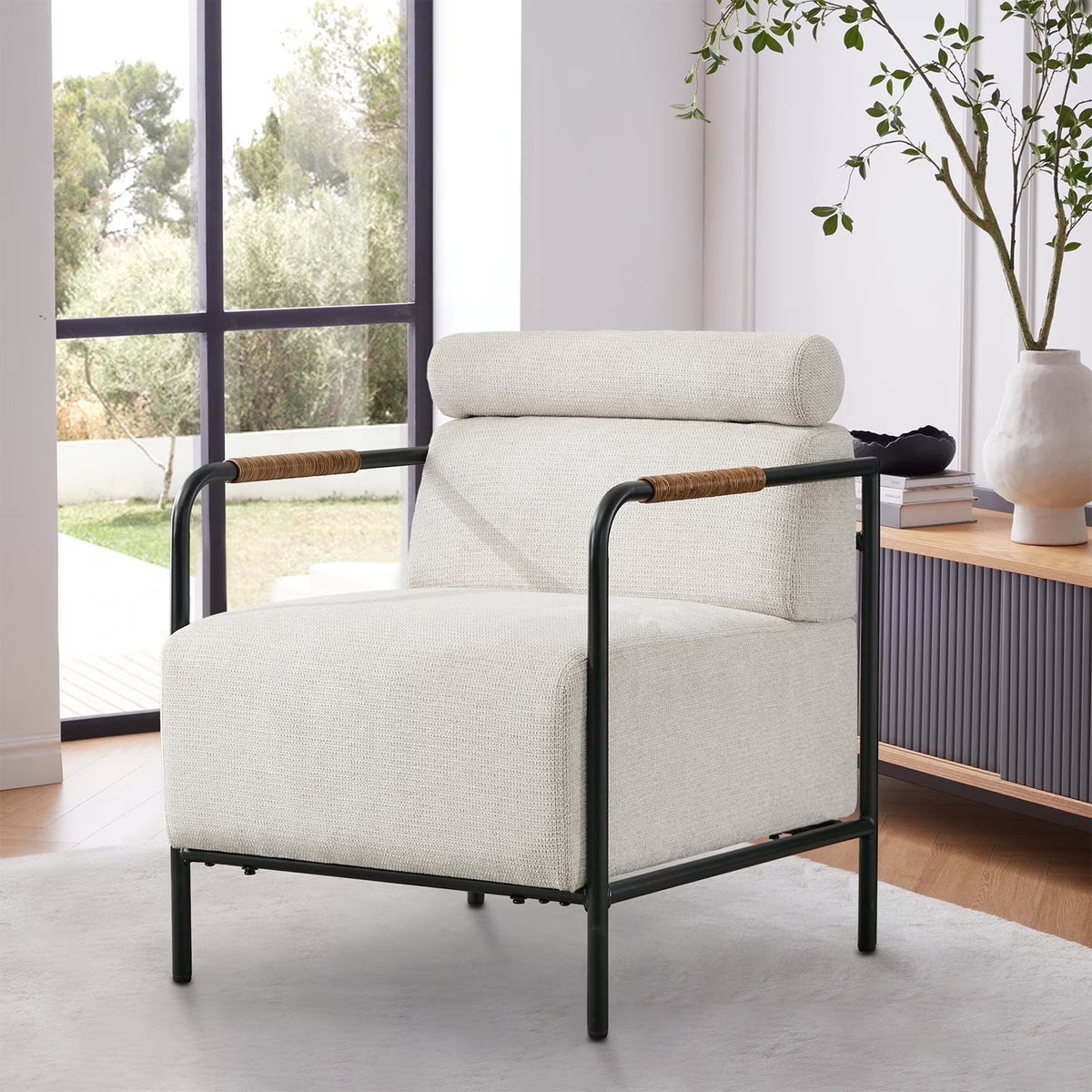 JURANYAZHU Modern Upholstered Accent Chair Metal Frame Armchair Leather Accent Chair,for Living Room, Bedroom,or Office,Brown