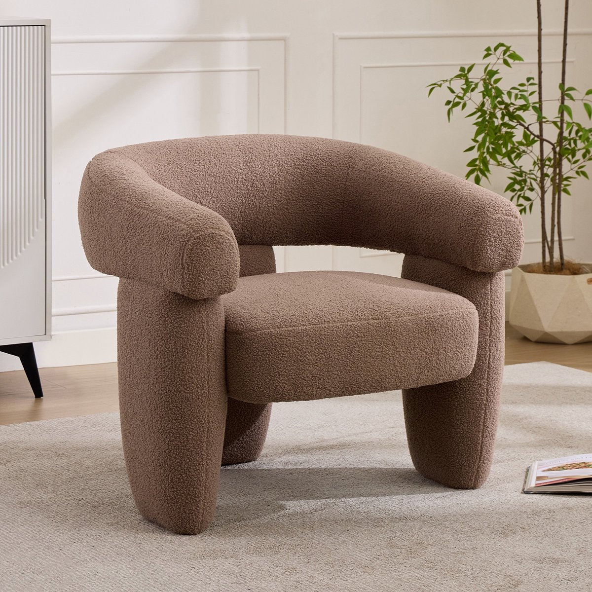 BRILHAMEZ Modern Accent Chair, Barrel Upholstered Armchair, Velvet Single Sofa Chair for Living Room, Bedroom, Reading,Green
