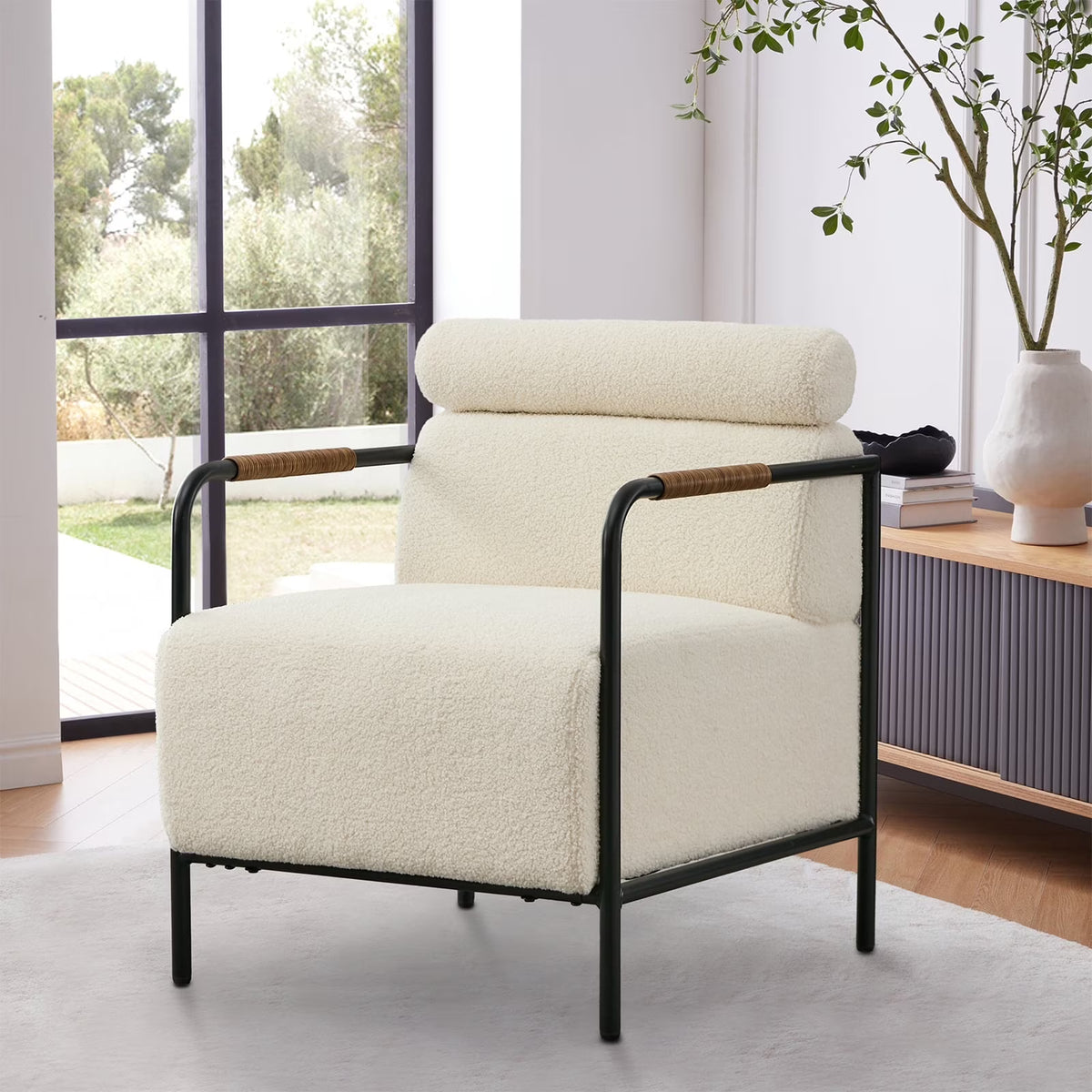 JURANYAZHU Modern Upholstered Accent Chair Metal Frame Armchair Leather Accent Chair,for Living Room, Bedroom,or Office,Brown