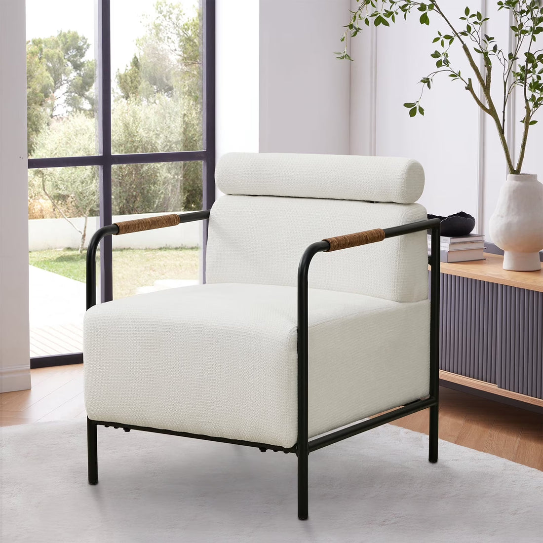 JURANYAZHU Modern Upholstered Accent Chair Metal Frame Armchair Leather Accent Chair,for Living Room, Bedroom,or Office,Brown