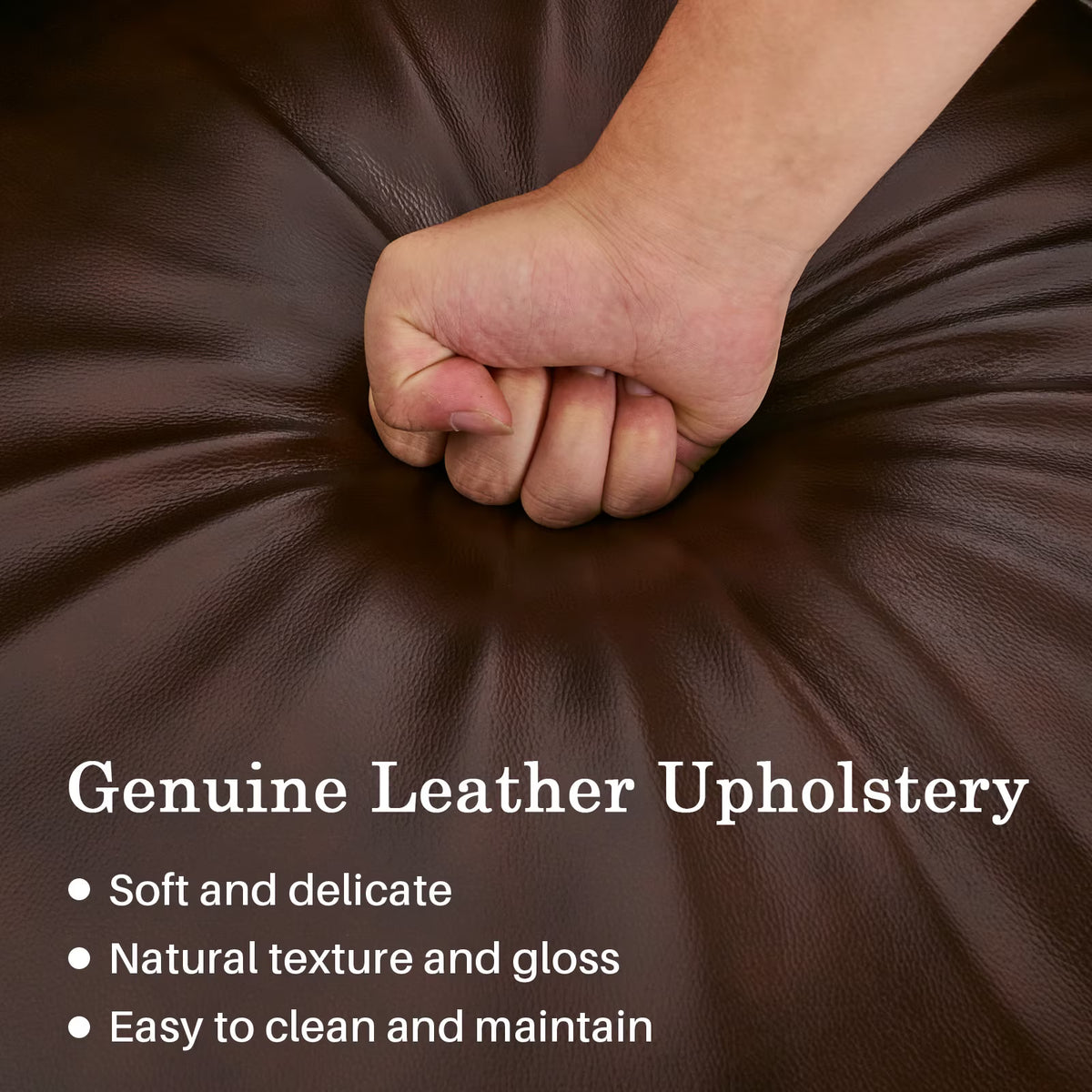 BRILHAMEZ Genuine Leather Accent Armchair with Adjustable Legs for Living Room Reading Office,Dark Brown