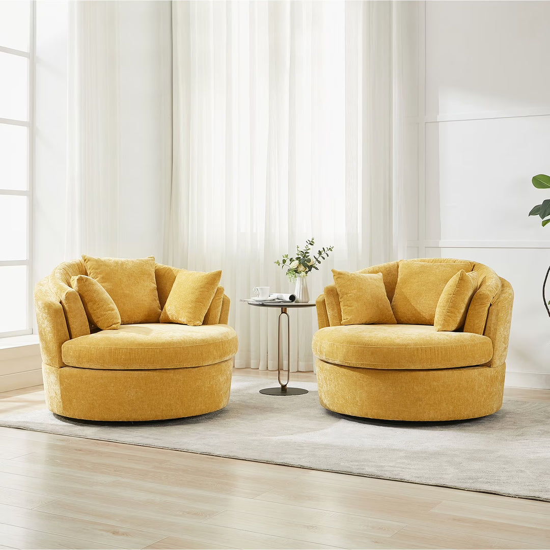 JURANYAZHU Oversized Swivel Accent Chair Lambswool Fabric Ideal for Bedrooms, Living Rooms, and Study Room,White