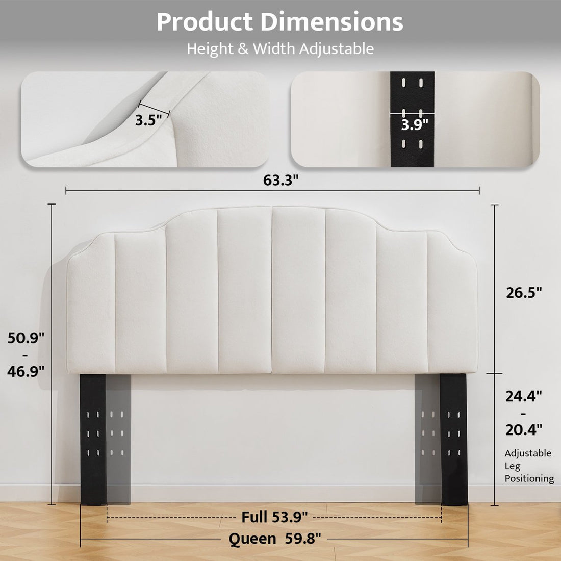 BRILHAMEZ Adjustable Upholstered Headboard Linen Fabric Padded Headboard for Bed Frame