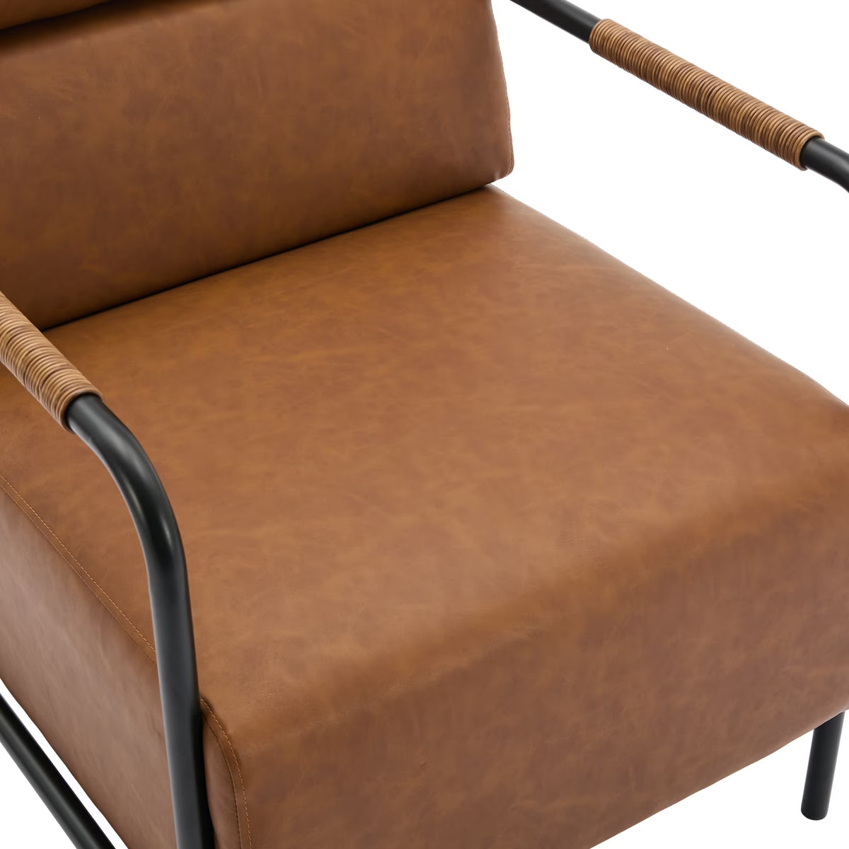 JURANYAZHU Modern Upholstered Accent Chair Metal Frame Armchair Leather Accent Chair,for Living Room, Bedroom,or Office,Brown