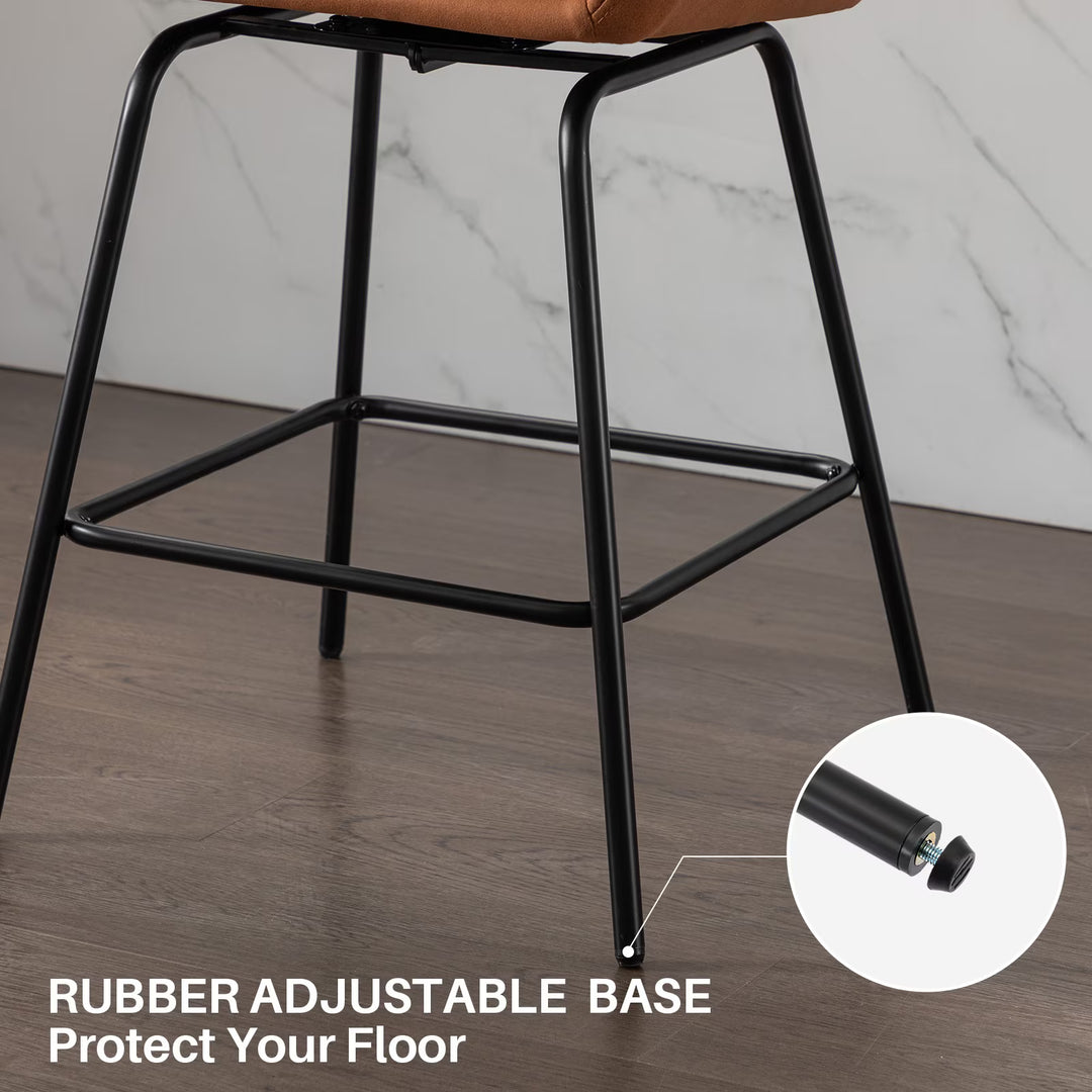 BRILHAMEZ Swivel Bar Stools Set of 2 Faux Leather 26.3 Inches High Mid-Century Barstools with Backrest,Gray