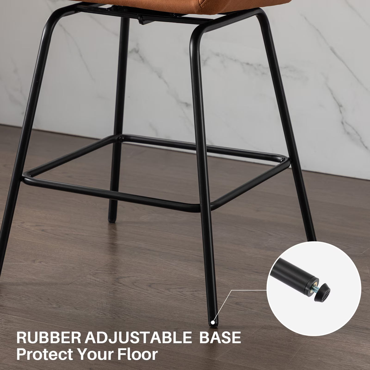 BRILHAMEZ Swivel Bar Stools Set of 2 Faux Leather 26.3 Inches High Mid-Century Barstools with Backrest,Gray