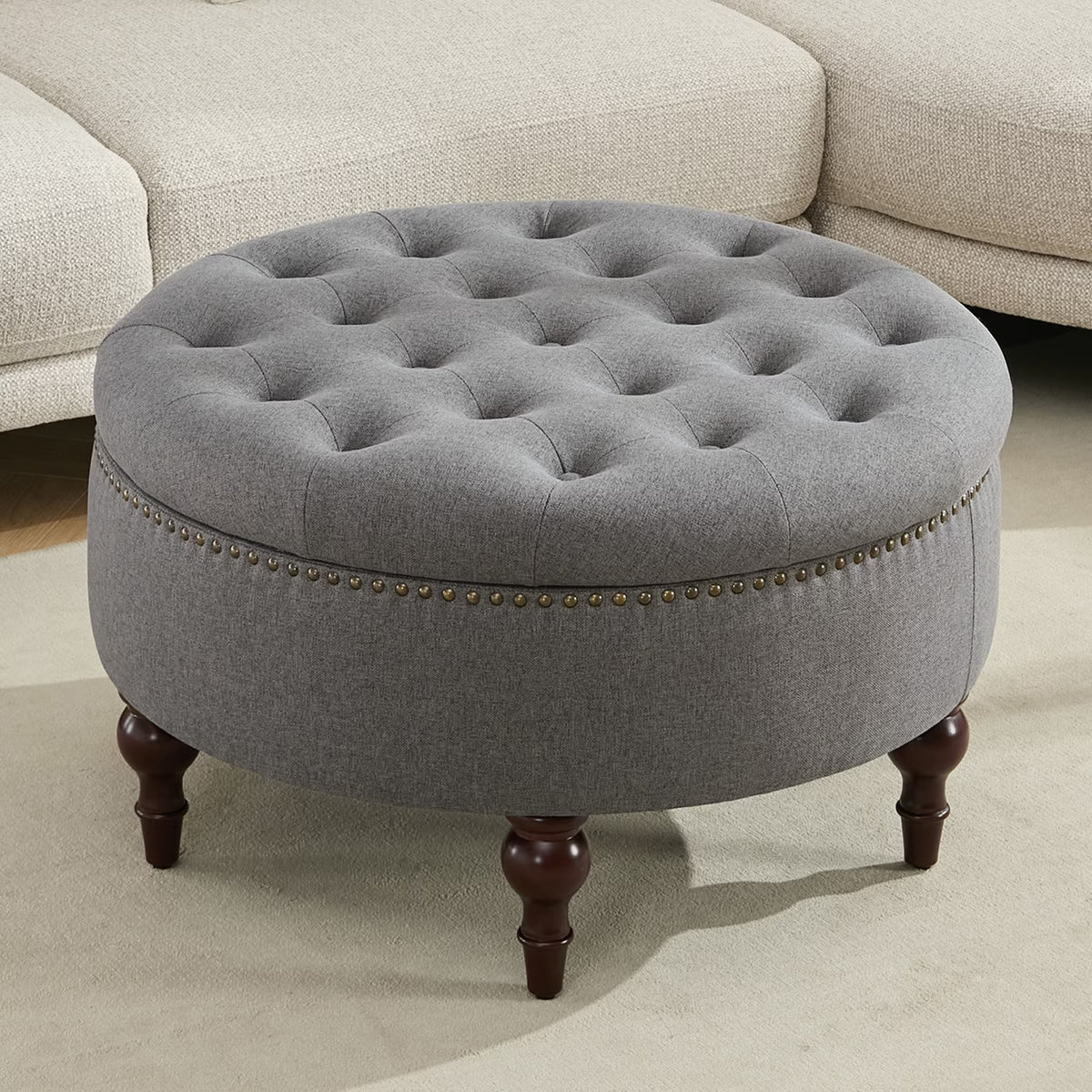 BRILHAMEZ 31.5 Inch Oversized Storage Ottoman, Upholstered Storage Seat, with Reversible Lid, Multifunctional As a Coffee Table, PU Fabric, for Living room,Bedroom,Brown