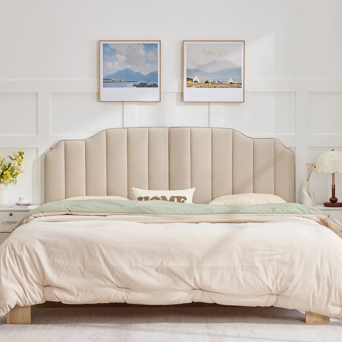 BRILHAMEZ Upholstered Headboard, Adjustable Height and Width Thickened Linen Bed Headboard