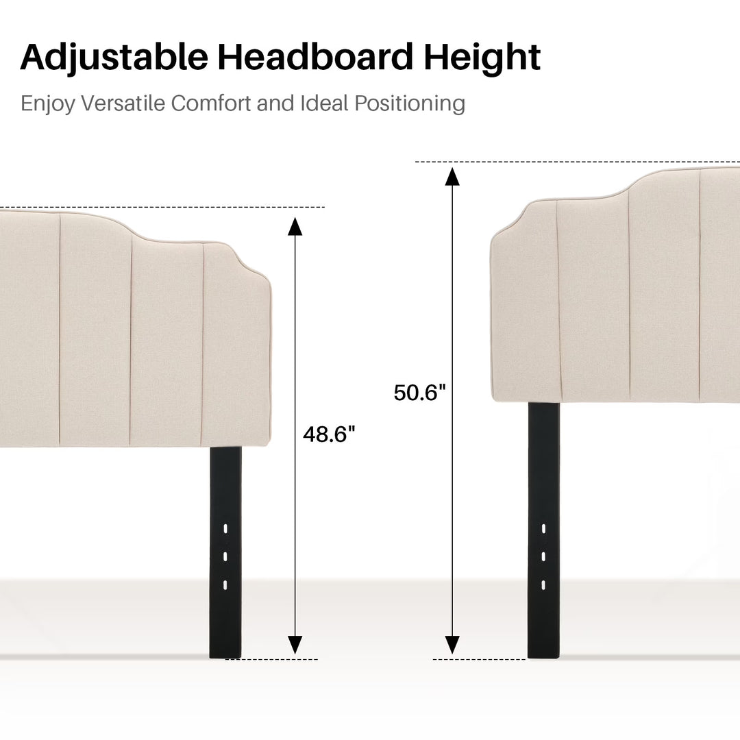 BRILHAMEZ Thickened Upholstered Headboard King/California King Size Adjustable Height and Width Linen Fabric,Khaki