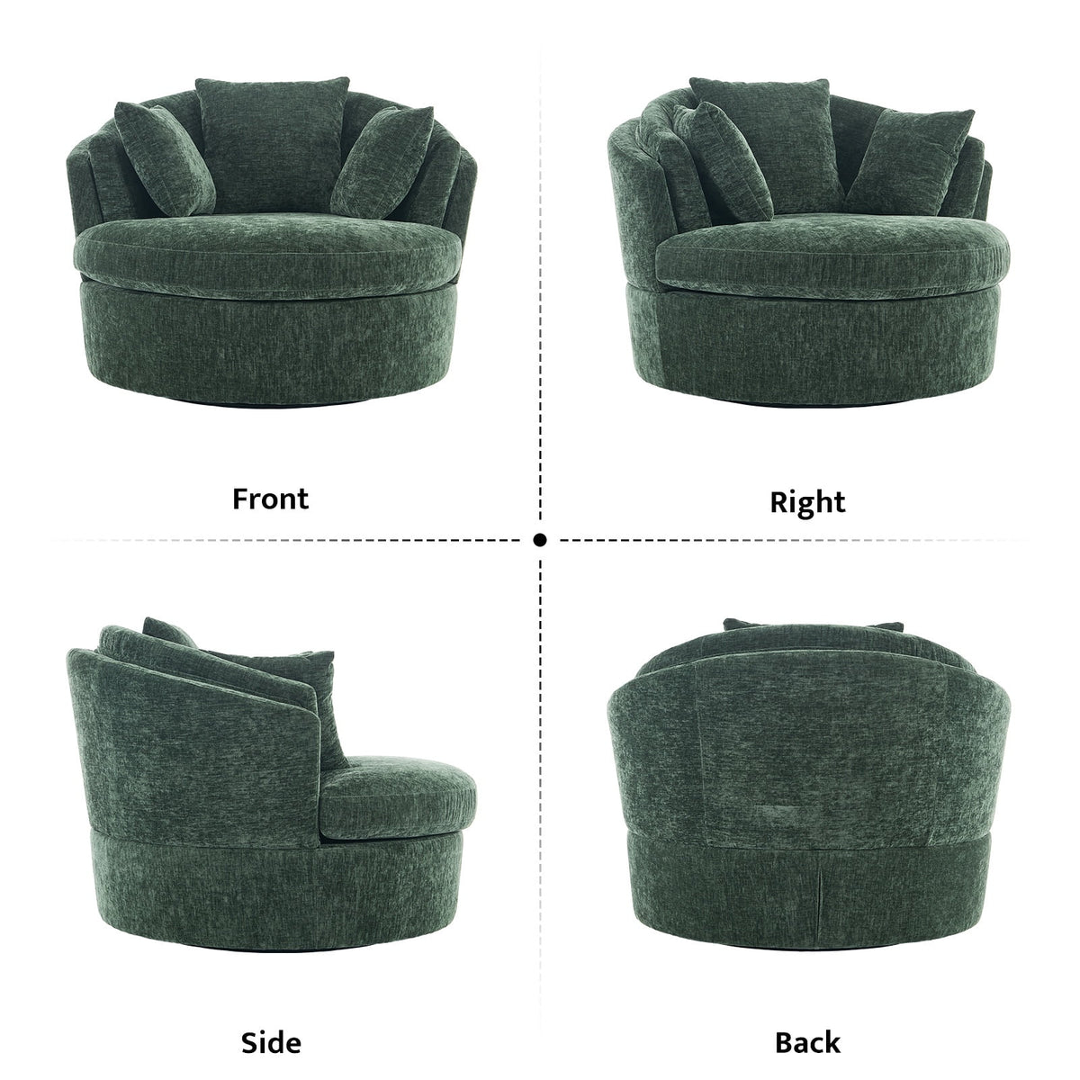 BRILHAMEZ Modern Oversized 360° Swivel Accent Chair, Lambswool Fabric Round Cuddle Chair Single Sofa Lounge Chair for Living Room