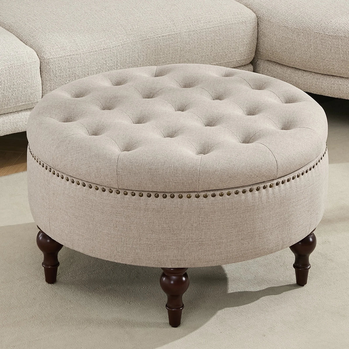 BRILHAMEZ 31.5 Inch Oversized Storage Ottoman, Upholstered Storage Seat, with Reversible Lid, Multifunctional As a Coffee Table, PU Fabric, for Living room,Bedroom,Brown